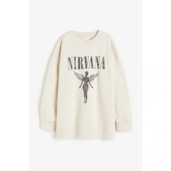 Cream Nirvana Oversized Sweatshirt (XS) - Picture 5 of 6